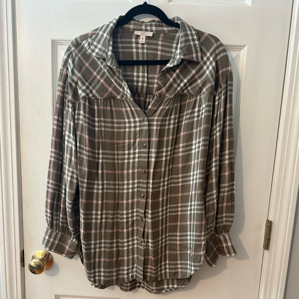 COMO Vintage Plaid Button Down Longsleeve Top